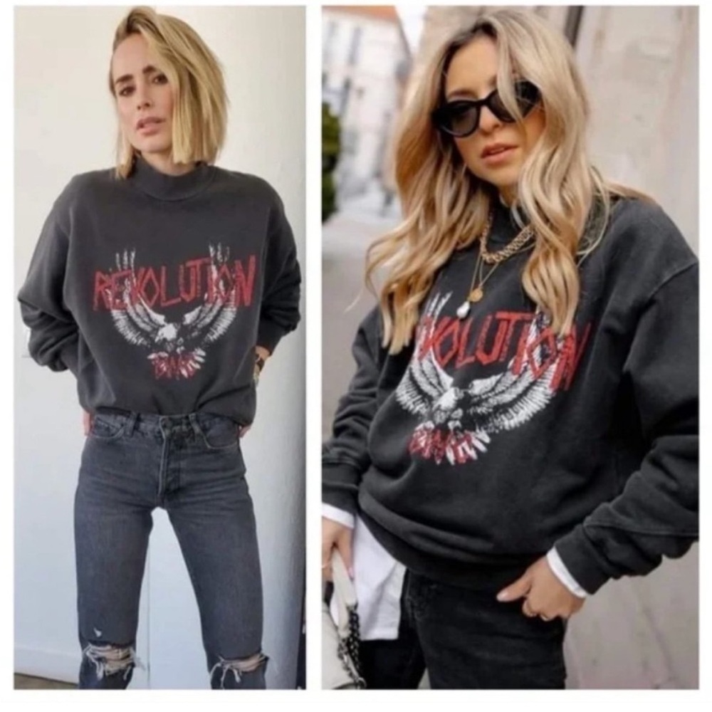 Anine Bing Revolution Washed Charcoal Sweatshirt - Picture 9 of 10